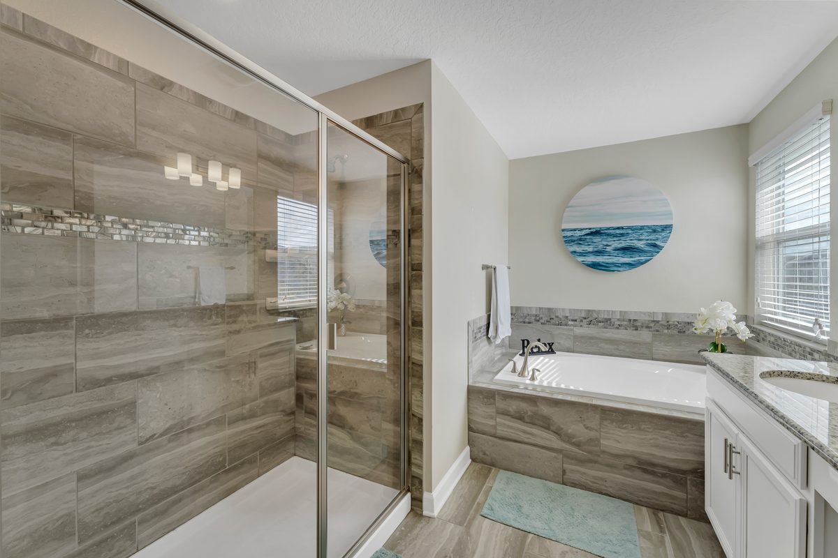 Spa bathroom with soaking tub